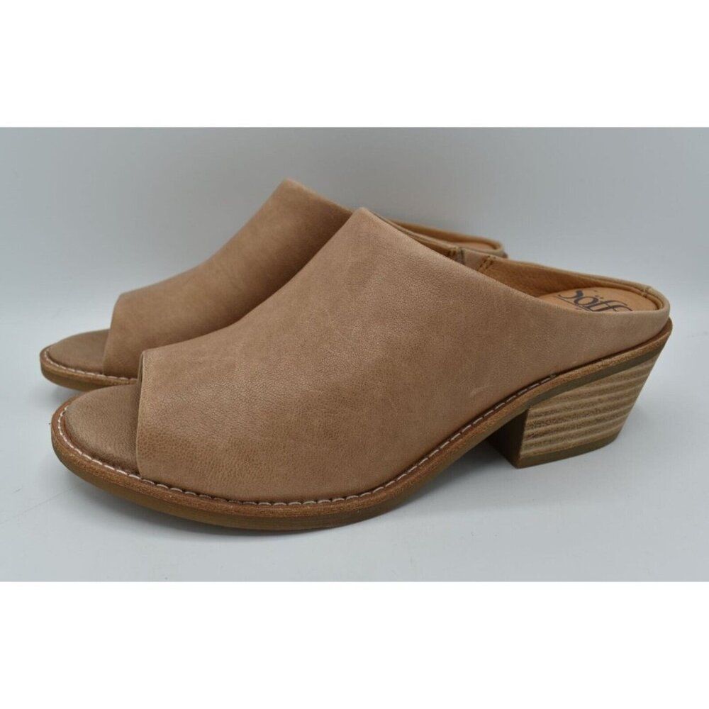 Sofft‎ Womens Size 8.5 Aneesa Light Taupe Leather Slip On Open Toe Slide Sandals